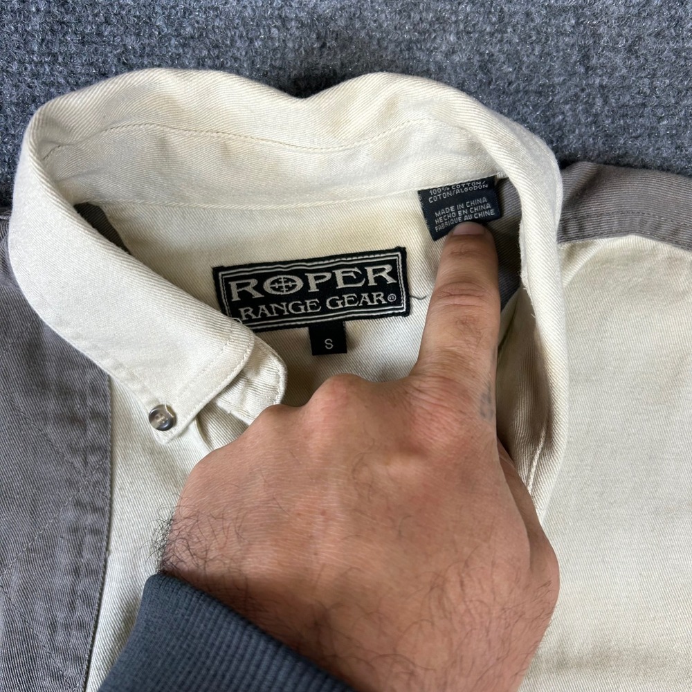 Roper Range Gear Mens Small Shooting Shirt Cotton Twill Quilted Patch Tan Grey - Picture 4 of 8